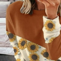 Ženski cvjetni ispisani s ramena bluza truba dugih rukava bez rukava bez obnovca, ležerne majice sa