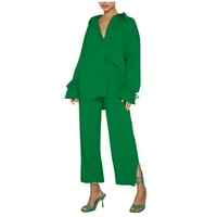Zelena ljetna haljina za plažu za žene casual okrugli vrat Tunika ruffle s kratkim rukavima a-linijska