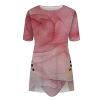 Povremeni V-izrez TUNIC TESE PRINT COMFY OSNOVNA LOBA BLOUSE kratki kratki tiho za mahuna ženske ljetne vrhove Trendy majica