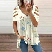 Ženska ljetna bluza Ženska Okrugla dekolte Kratki rukav Pulover Tunic Tops Modni ležerni kap ramena