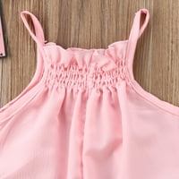 B91XZ Baby Girl Outfits Ljeto Toddler Čvrsta boja Prozračne kratke rukave Ležerne prilike za dom do