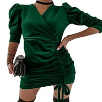 Žene Leuncero A-line party haljina labava posada izrez Maxi haljine obične košulje od pune boje crna 5xl