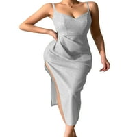 Feterrnal ženska modna casual retro print v izrez višebojne haljine za duge seksi haljine bez rukava