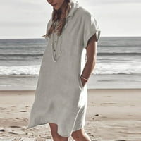 Sanviglor Dame Ljeto plaže Sunderss V izrez Maxi Haljine Solid Boja klizačka haljina Labavi odmor Plava