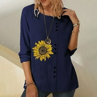 Penskaiy ženska modna štampa ležerna V-izrez kratki rukav labav majica vrhovi ljetni svestrani majica