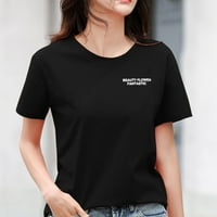 Ženska modna Uskršnja štampanje kratki rukav V-izrez V-izrez Radni džep bluza Pink XL