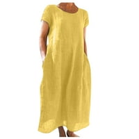 USMIXI Sundresses za žene kratki rukav Crewneck Color Patchwork Mini haljine Moda plus veličina Swing