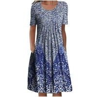 Gyouwnll Women Moda Printing O-izrez Kratka majica Labava bluza TOP majica Ženske vrhove