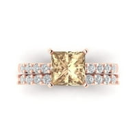 Minimalistički 1. karat tan tal rez dijamantni prsten za bajke, dainty vjenčani prsten u 10K čvrstog