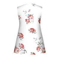 Haljine za žene tiskane srednje dužine A-line bez rukava sa rukavicama scoop vrat ljetna haljina narančasta 5xl