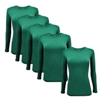 Žene Casual V izrez dugih rukava Majica Solid bluza Labavi pad osnovni vafli gornji zeleni m