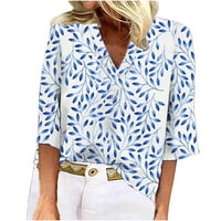 Yyeselk ljetne bluze za žene Business Casual Button Up V-izrez kratkih rukava Tunički vrhovi modni prekrasni