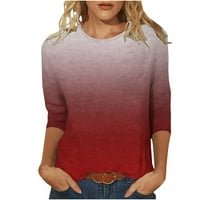 Aurouralne majice za žene čišćenje Ženska modna tiskana labava majica Srednja rukava rukava za bluzu