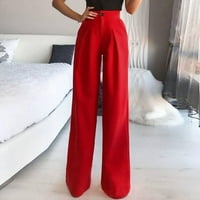 Ženske pantalone plus veličine Tipka sa čvrstom bojom patentni patentni patentni pantalone s višestrukim