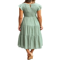 Maturalna haljina, ženska modna ljetna casual solid V-izrez rukavac bez rukava s dugim haljinama plavi
