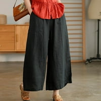 Yievit Sportske ležerne dukseve Žene elastične strugove Žene modne čvrste labave opreme Obrežene hlače