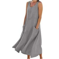 Ljetne haljine za žene V-izrez kratki rukav s rukavnom haljinom ispod koljena casual a-line haljine