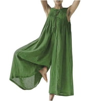 Ženske povremene pamučne posteljine harem hlača elastična struka džepne hlače rela fit glenk dužine