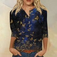 Lydiaunistar Plus Veličina Ženska moda Prodano kolor V-izrez Podzemna udobna labava majica Bluza kratkih