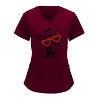 Uorcsa Elegant Svestrani grafički salon Soft Lapel Street Trend kratki rukav Elastični ženski majica