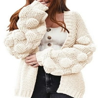 Aufmer Open Front Women Cardigan Clearence Kontrast dugih rukava Višebojni džep Srednji duljina džemper