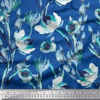 Soimoi plava mahovina Georgette tkanina od listova i cvjetna dekorska tkanina otisnuta BTY Wide