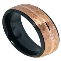 Muškarci Žene Volfram Carbide Vjenčani prsten Comfort Fit Fit Stepped Edge čekić crni unutar ružičastih