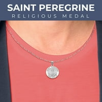 Slikovilogold.com Saint Peregrine okrugle vjerske medalje Ogrlice privjesci za odrasle 10kwhite Gold-1x1in