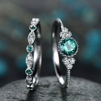 Xinqinghao Pjenušava prirodna draguljastog prstena za žene za žene vjenčani prstenovi srebrni d