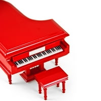 Sofisticirana nota minijaturna glazbena hi-sjajna vatrogasna motor Crveni Grand Piano sa klupom - žuta