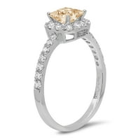 1.23CT Princess Cut Yellow Moissine 14k bijelo zlato Angažovanje halo prstena veličine 5.5