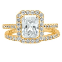 2. CT smaragdni rez originalni kultivirani dijamant VS1-VS J-K 14K Yellow Gold Halo Angagement Wedding