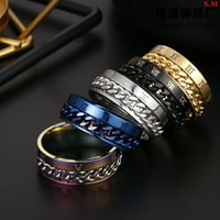 Hesoicy unise modni titanijum čelični rimske brojeve uvidni lančani prsten za zabavu nakit poklon