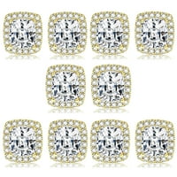 Pariz nakit 18k žuti zlatni halo 1 2ct Asscher Cut White Sapphire set od pet naušnica