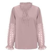 Zapadni vrhovi za žene Jesen zimski zavoj vrhunske majice s dugim rukavima Patchwork top ružičasta L