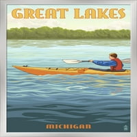 Velika jezera, Michigan - kajaka scena - umjetničko djelo novina
