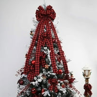 Božićna vrpca luk pamučna posteljina rešetka imitacija posteljina stablo kućna krpa ukras TOP Q4C8