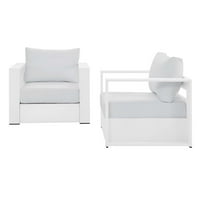 Lounge Stolica Fotelja, bijela, aluminijum, metal, tkanina, moderan savremeni, vanjski dvorište Balkon