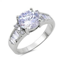 Okrugli vedri za vjenčani prsten CZ SOLITAIRE. Sterling srebrni bend bijeli nakit ženski veličine 10