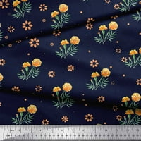 Soimoi plava pamučna kambrska tkaninska tkanina Marigold cvjetni tkanini otisci sa dvorištem širom