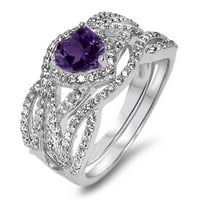 Laraso Co Purple Februar Rottle Sterling Srebrni vjenčani angažman prsten za zaštitu za žene za žene