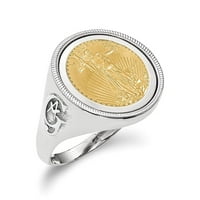 14k bijelo zlato 1 10Ae polirani prsten sa novčićem w kovanica