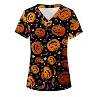 Tking Fashion Wemens Crips Halloween Odjeća za odjeću Pumpkin Ispis kratkih rukava Vruća Vrat Radna