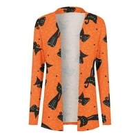 Ženski dugi rukav modni casual Halloween Print Cardigan Top bluza Tietoc