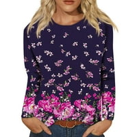 Novi dolasci majice s dugim rukavima za žene čišćenje casual pulover Ženske vrhove cvjetni posadni vrat