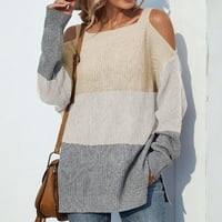 Anuirheih pleteni džemperi za žene Ležerne prilike modne boje podudaranje pulover dugih rukava s dugim