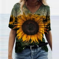 Aoochasliy majice za žene Grafički klirens Dame Trendi Ležerne prilike plus Scenic Cvijeće Ispiši V-izrez