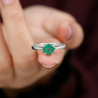 Prirodni smaragdni prsten za pasijans za žene, 14k bijelo zlato, SAD 12.50