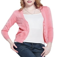 Zodanni Ženska odjeća s dugim rukavima KARDIGAN Džemper Ugodni kaput meka jakna Pink Pink 4xl