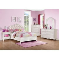 Coaster Caroline 5-komadni tapecirani dvokrevetni krevet za spavaće sobe Bijela i ružičasta: Twin